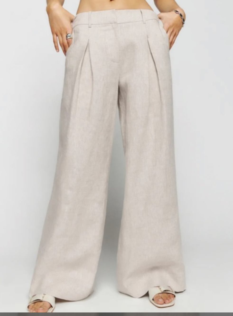 Reformation Asher Linen Low Rise Pant in Oatmeal Womans 8 NWT